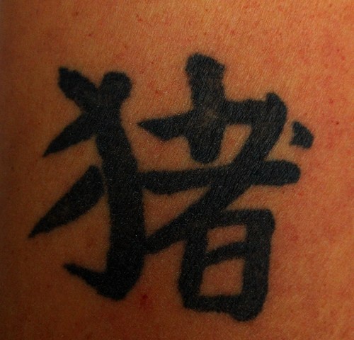 Le tatouage d&quothiéroglyphe chinois  régulier