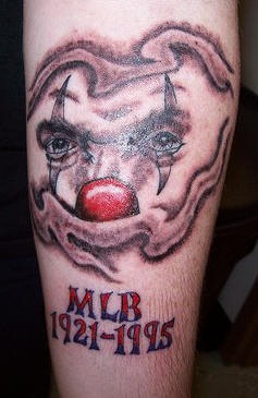 Clown look memorial tattoo