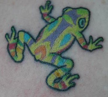 Le tatouage de grenouille multicolore