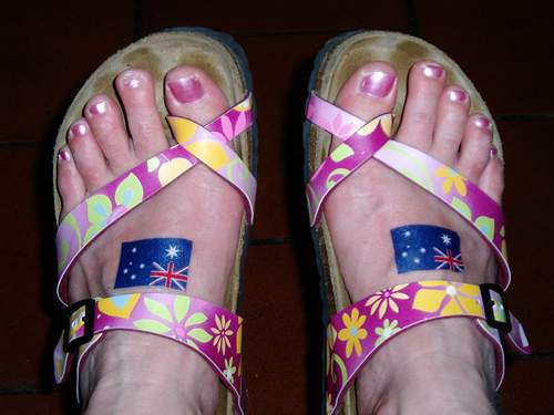 bandiera australiana tatuaggio su entrambe piede