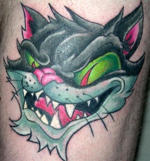 Cool cat coloured tattoo