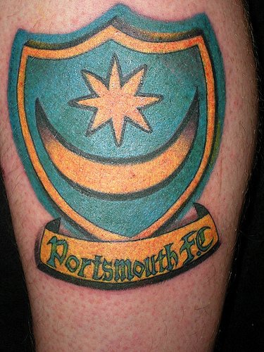 Portsmouth emblem coloured tattoo