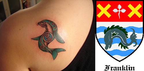 Franklin city emblem tattoo on shoulder