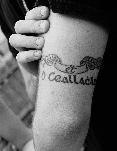 Irish motto writings tattoo
