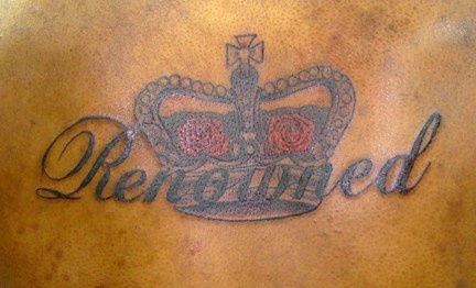 Crown with roses coloured tattoo