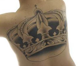 Large imperial crown tattoo on back