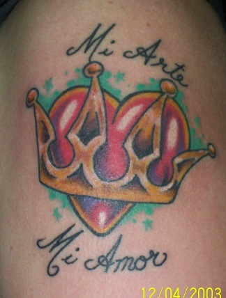 Italian heart in crown tattoo
