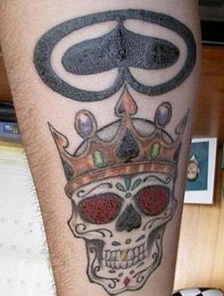 Crowned skull the king of spades tattoo
