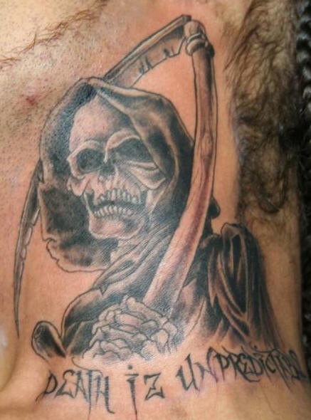 Realistic grim reaper tattoo