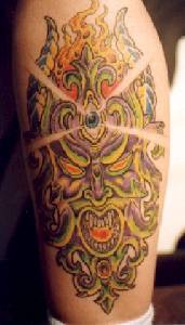 demonio mistico tatuaggio colorato