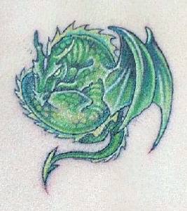 Green flying dragon tattoo