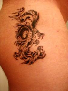 Chinese style black ink dragon tattoo