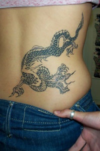 Black ink chinese dragon tattoo