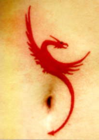 Minimalistic red dragon tattoo