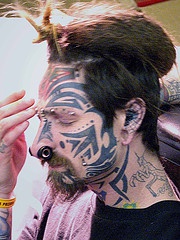 Tribal tattoo on face no work style
