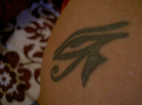 Eye of horus black ink tattoo