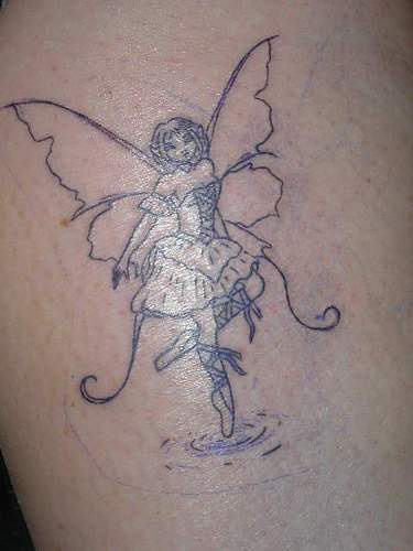 Fairy ballerina black ink tattoo