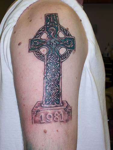Celtic cross father memorial tattoo