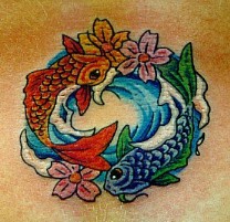 Beautiful fishes tattoo yin yang design