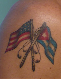 Usa and columbia flags tattoo
