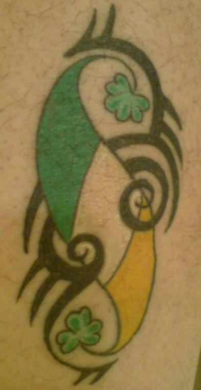 Ireland flag on tribal tattoo