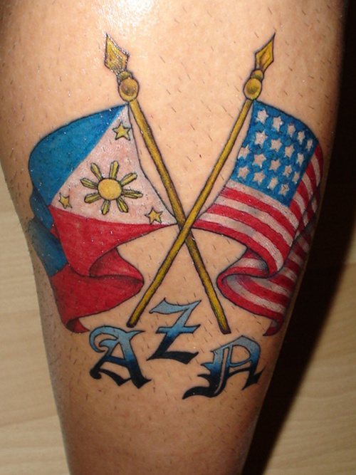 Two cool flags tattoo