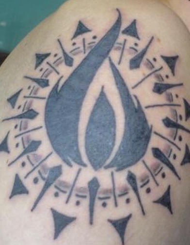 Flame symbol black ink tattoo