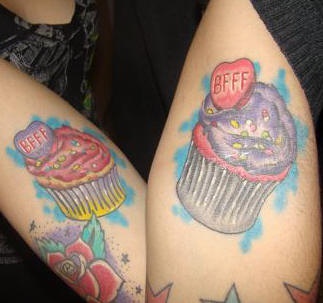 Bfff cupcakes tattoos in colour