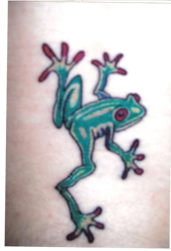 Realistic poisonous frog tattoo