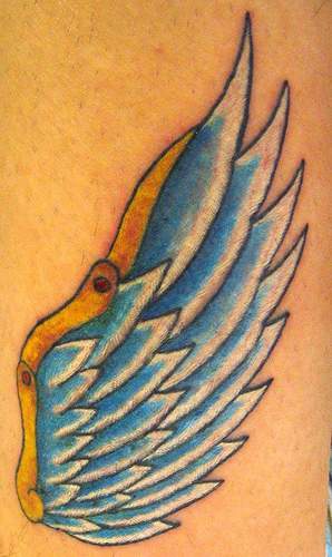 Small colored angel wing tattoo