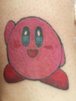Funny kirby tattoo in colour