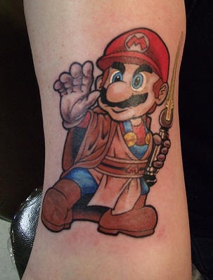 Jedi Mario Tattoo in Farbe