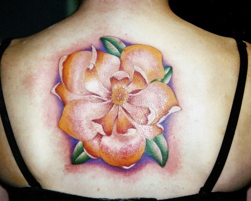 Large elegant flower tattoo girl back
