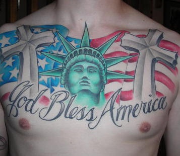 God bless america super patriotic tattoo