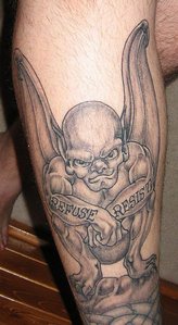 Gargoyle teenager black ink tattoo
