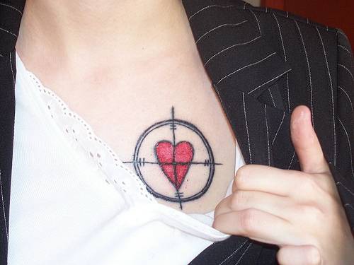 Heart in scope tattoo