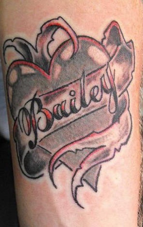 Bailey in heart tattoo