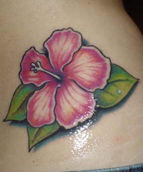 Delicious pink hibiscus tattoo