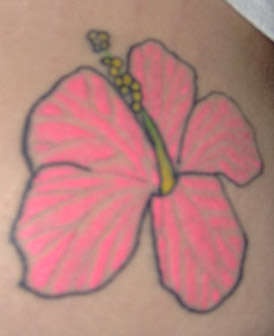 Pink hibiscus flower tattoo