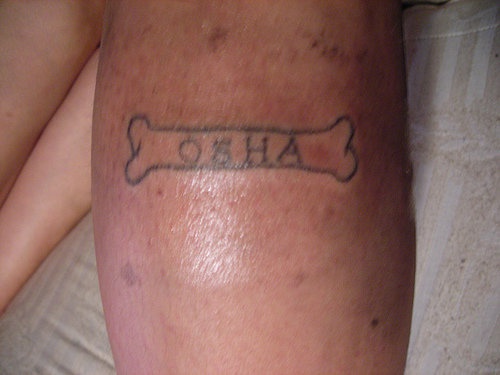 Hausgemachtes Tattoo mit Osha im Knochen