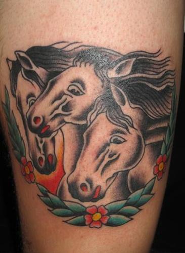 Three running horses tattoo