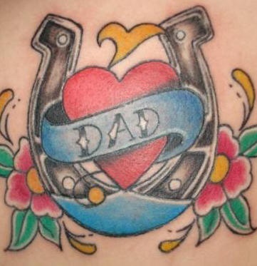 Horseshoe with heart love dad tattoo