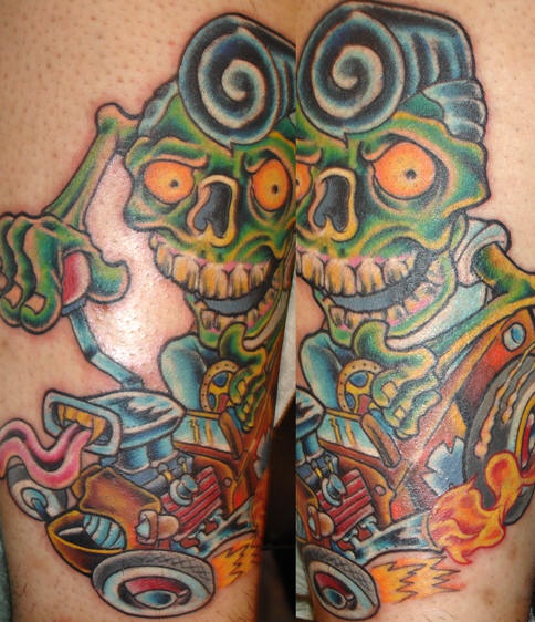 Hot rod zombie tattoo