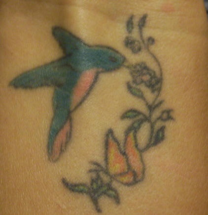 Homemade hummingbird tattoo