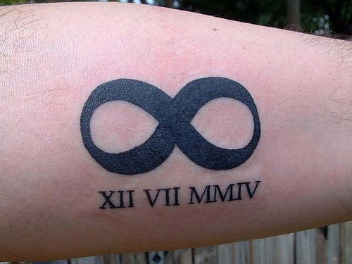 Infinity symbol and date tattoo