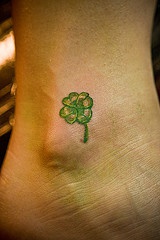 Four leaf clover tattoo on ankle