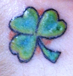 Green irish shamrock tattoo