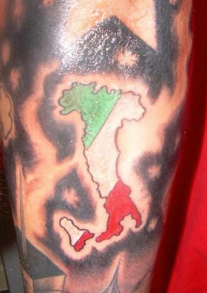 mappa italiana bandiera - stivale tatuaggio