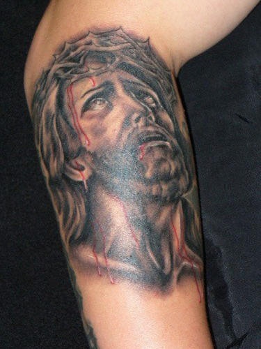 Jesus pain black ink tattoo