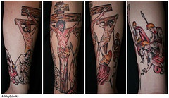 Biblical scene of crucifixion tattoo